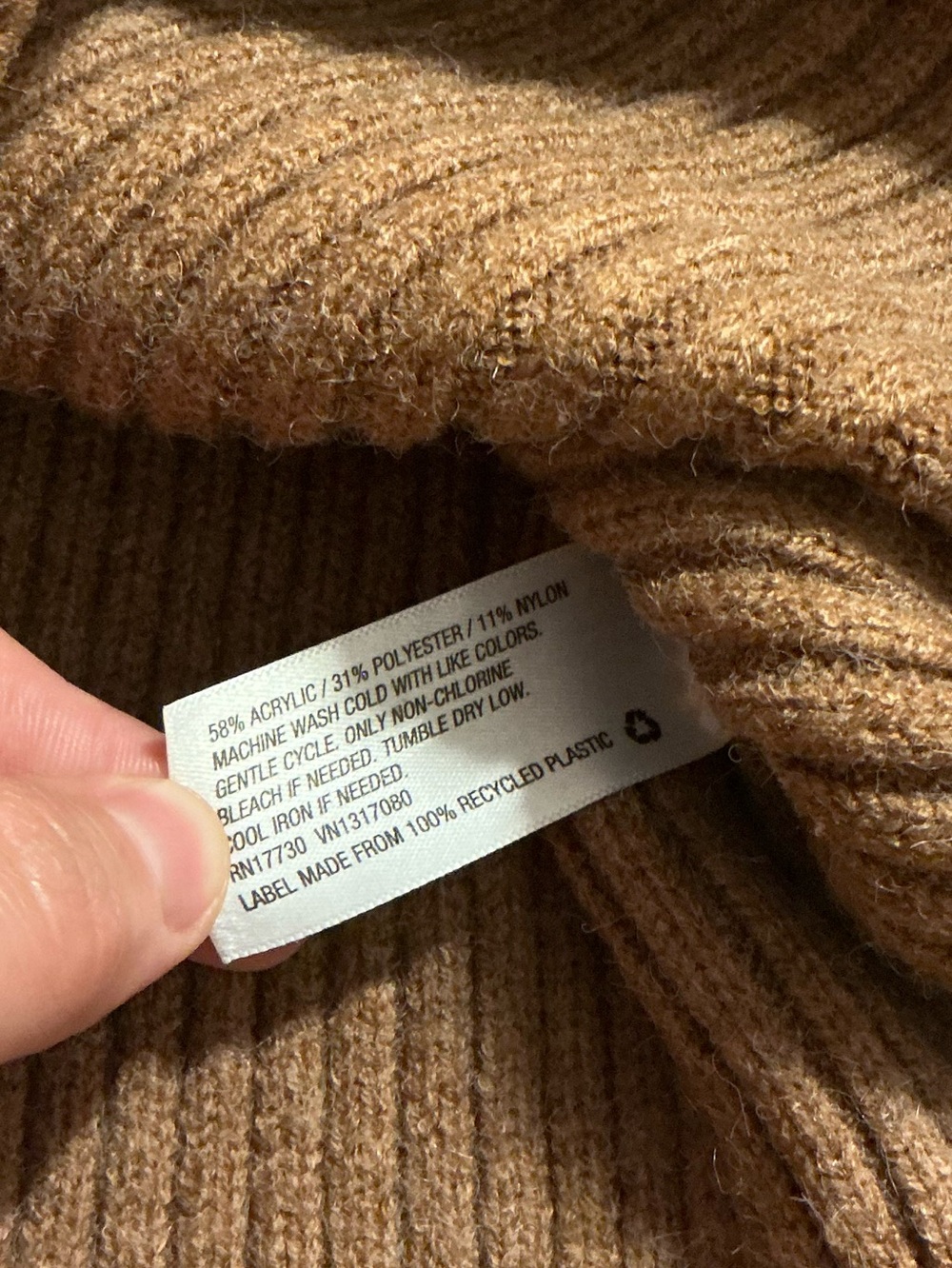 A New Day Light Brown Ribbed Mock Neck Sweater Size XS - Picture 6 of 7